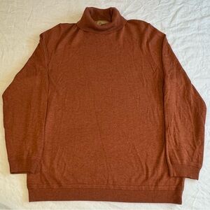 Cigar Couture Womens XL Rust Orange Turtleneck Sweater Merino Wool Blend